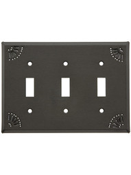 Pierced Country Tin Triple Toggle Switch Plate